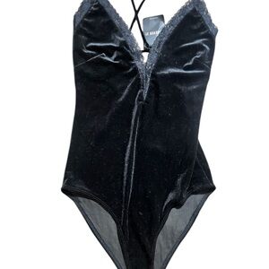 Black Velvet Chemise with Plunging V-Neckline